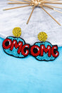 SALE! Red & Light Blue 'OMG' Seed Bead Earrings - Wholesale Accessory Market
