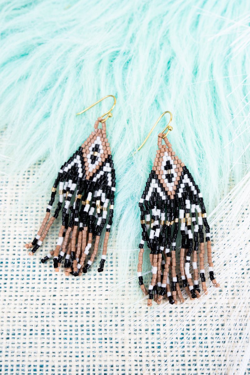 SALE! Stony Creek Black Seed Bead Fringe Earrings - Wholesale Accessory Market
