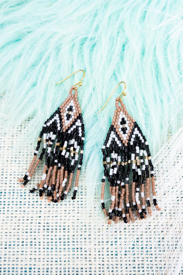 SALE! Stony Creek Black Seed Bead Fringe Earrings - Wholesale Accessory Market