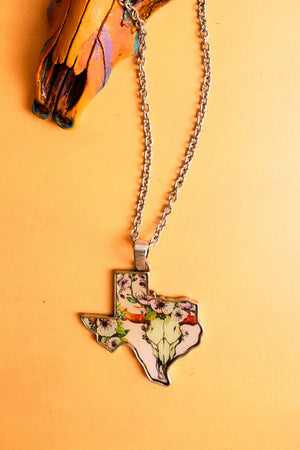 SALE! Silvertone Pink Print Texas Necklace - Wholesale Accessory Market
