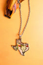 SALE! Silvertone Pink Print Texas Necklace - Wholesale Accessory Market