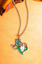 SALE! Silvertone Turquoise Print Texas Necklace - Wholesale Accessory Market