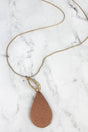 SALE! Rose Gold Faux Leather Geo Teardrop Pendant Necklace - Wholesale Accessory Market