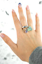 SALE! Mint Sea Glass and Turtle Cluster Ring - Wholesale Accessory Market