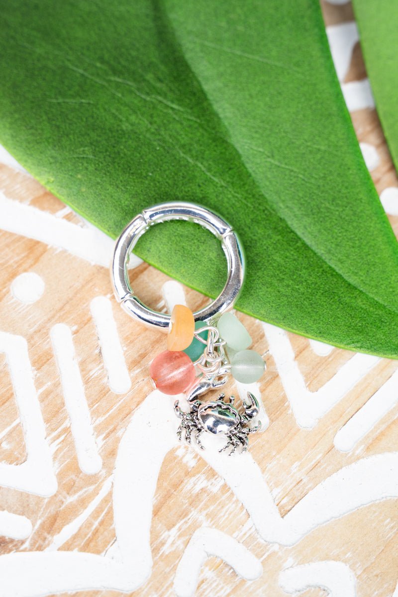 SALE! Multi - Color Sea Glass and Crab Cluster Ring - Wholesale Accessory Market