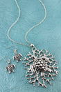 SALE! Silvertone Turtle on Coral Pendant Necklace and Earring Set - Wholesale Accessory Market