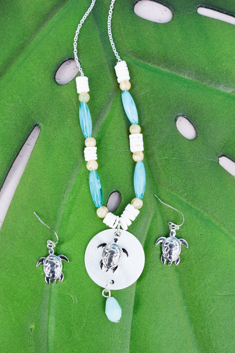 SALE! Hawaii Life Turtle Beaded Necklace and Earring Set - Wholesale Accessory Market
