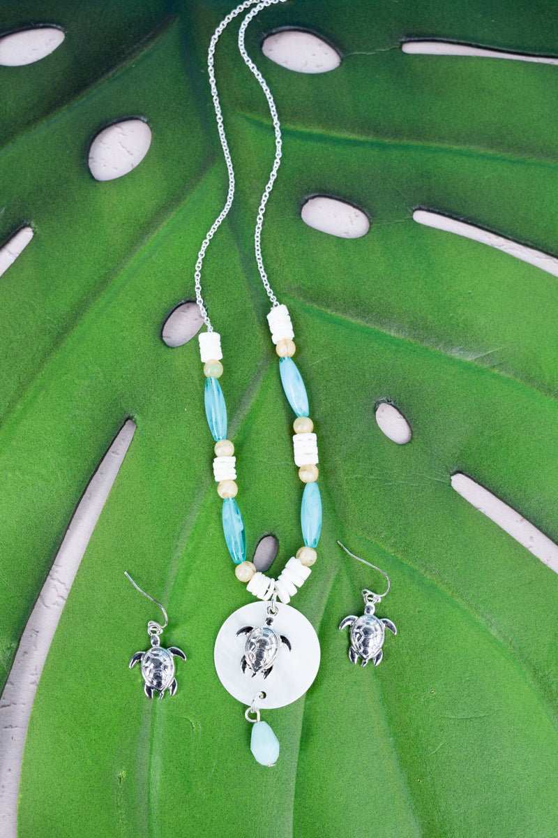 SALE! Hawaii Life Turtle Beaded Necklace and Earring Set - Wholesale Accessory Market