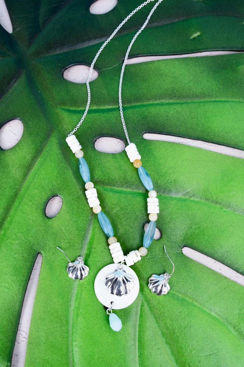 SALE! Hawaii Life Seashell Beaded Necklace and Earring Set - Wholesale Accessory Market