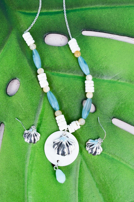 SALE! Hawaii Life Seashell Beaded Necklace and Earring Set - Wholesale Accessory Market