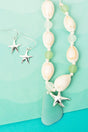 SALE! Mint Cowrie Beach Starfish Necklace and Earrings Set - Wholesale Accessory Market