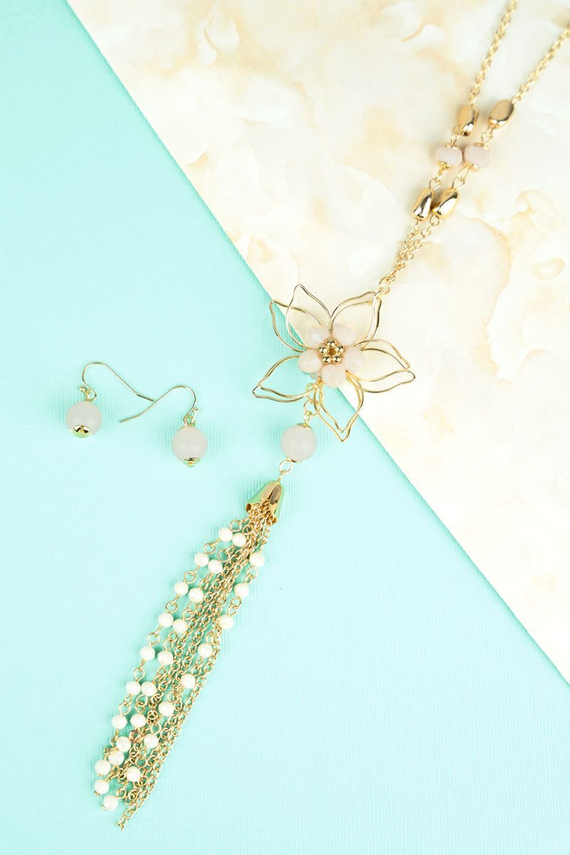 SALE! Peach Floretta Necklace and Earring Set - Wholesale Accessory Market