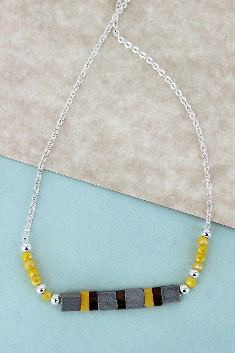 SALE! Gray Tile and Faceted Bead Silvertone Anklet - Wholesale Accessory Market