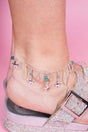 SALE! Mint Sea Glass and Silvertone Starfish Charm Anklet - Wholesale Accessory Market