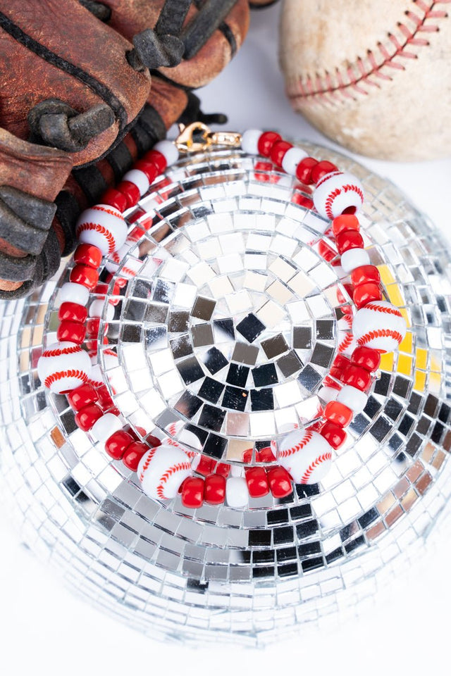 Baseball Season Red Beaded Hat Chain - Wholesale Accessory Market