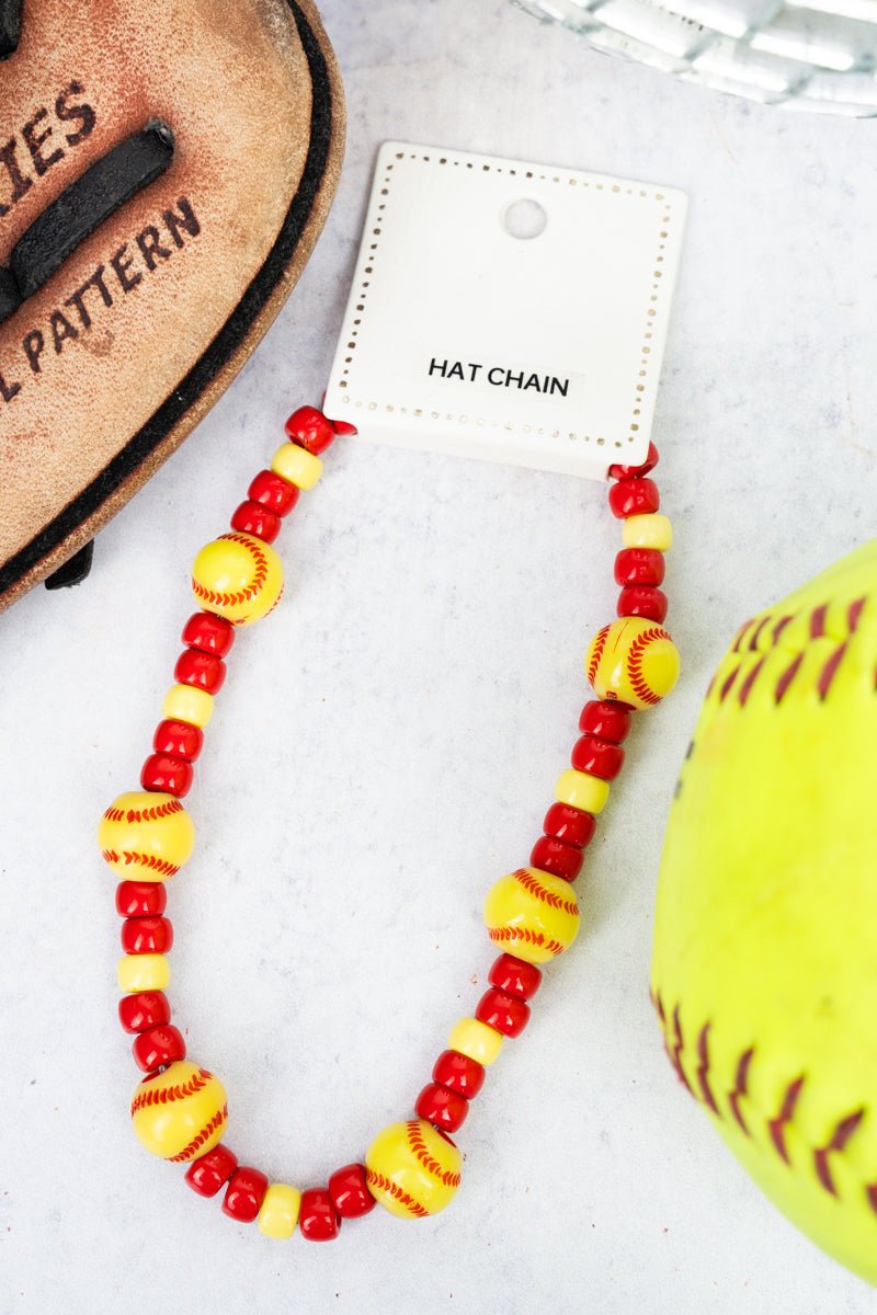 Softball Season Yellow Beaded Hat Chain - Wholesale Accessory Market
