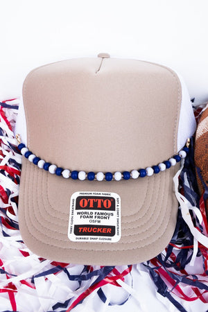 We've Got Spirit Blue & White Beaded Hat Chain - Wholesale Accessory Market