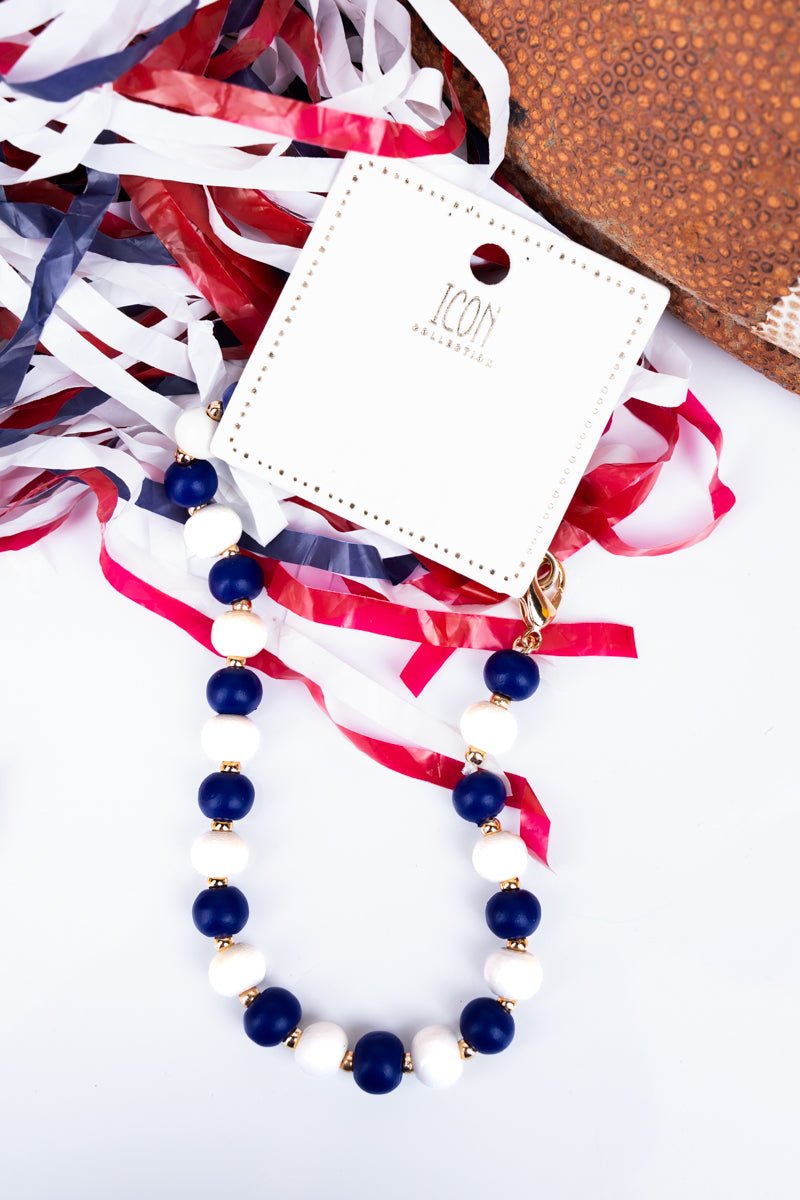 We've Got Spirit Blue & White Beaded Hat Chain - Wholesale Accessory Market