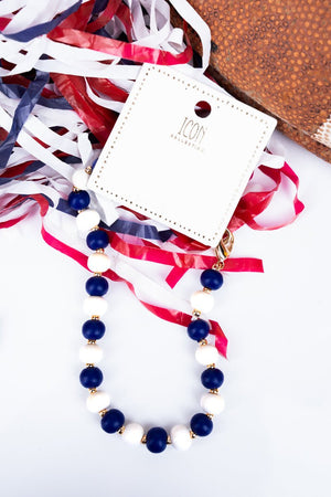 We've Got Spirit Blue & White Beaded Hat Chain - Wholesale Accessory Market