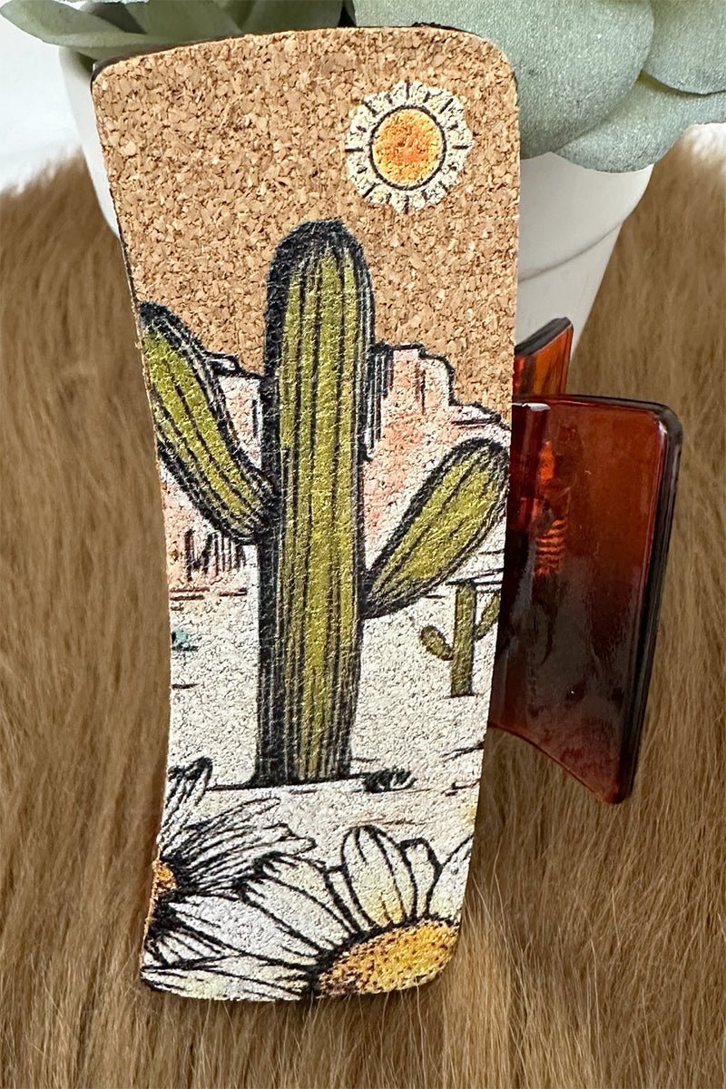 Cactus Prairie Bloom Cork Hair Claw - Wholesale Accessory Market