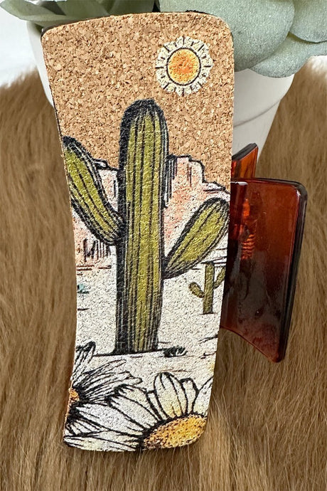 Cactus Prairie Bloom Cork Hair Claw - Wholesale Accessory Market