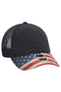 OTTO Black with USA Flag Low Profile Trucker Hat - Wholesale Accessory Market