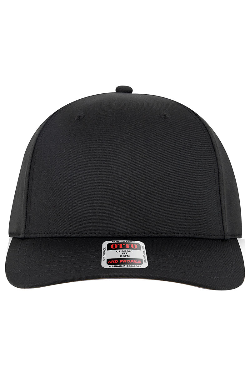 OTTO Black Seamless 6 Panel Mid Profile Baseball Cap | Wholesale