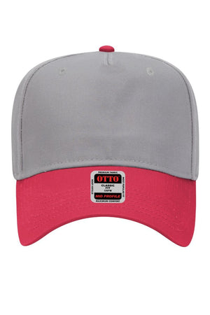 OTTO Red and Gray Crown Split Mid Profile Baseball Cap - Wholesale Accessory Market