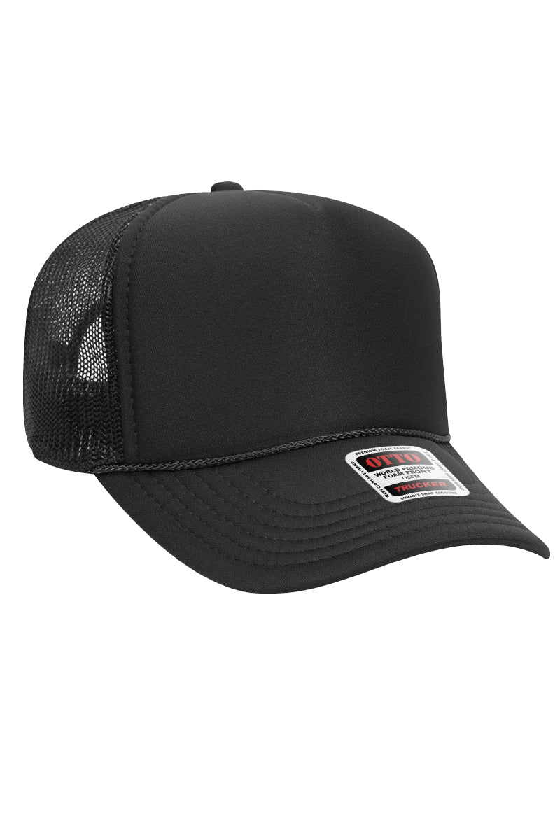 Black Foam Front Mid Profile Trucker Hat | Wholesale