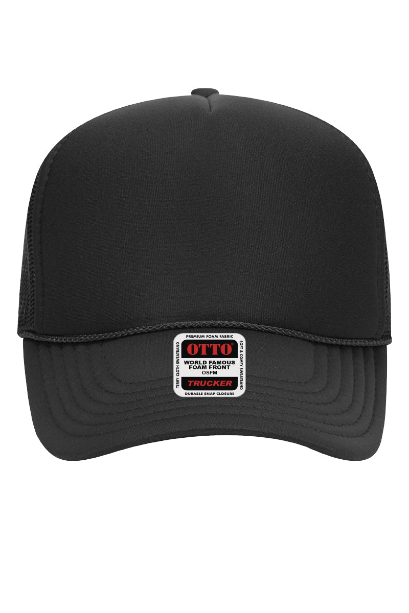 Black Foam Front Mid Profile Trucker Hat | Wholesale