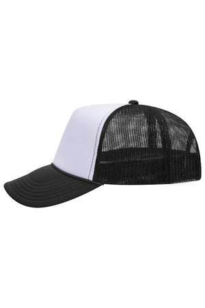 Black with White Foam Front Mid Profile Trucker Hat - Wholesale Accessory Market