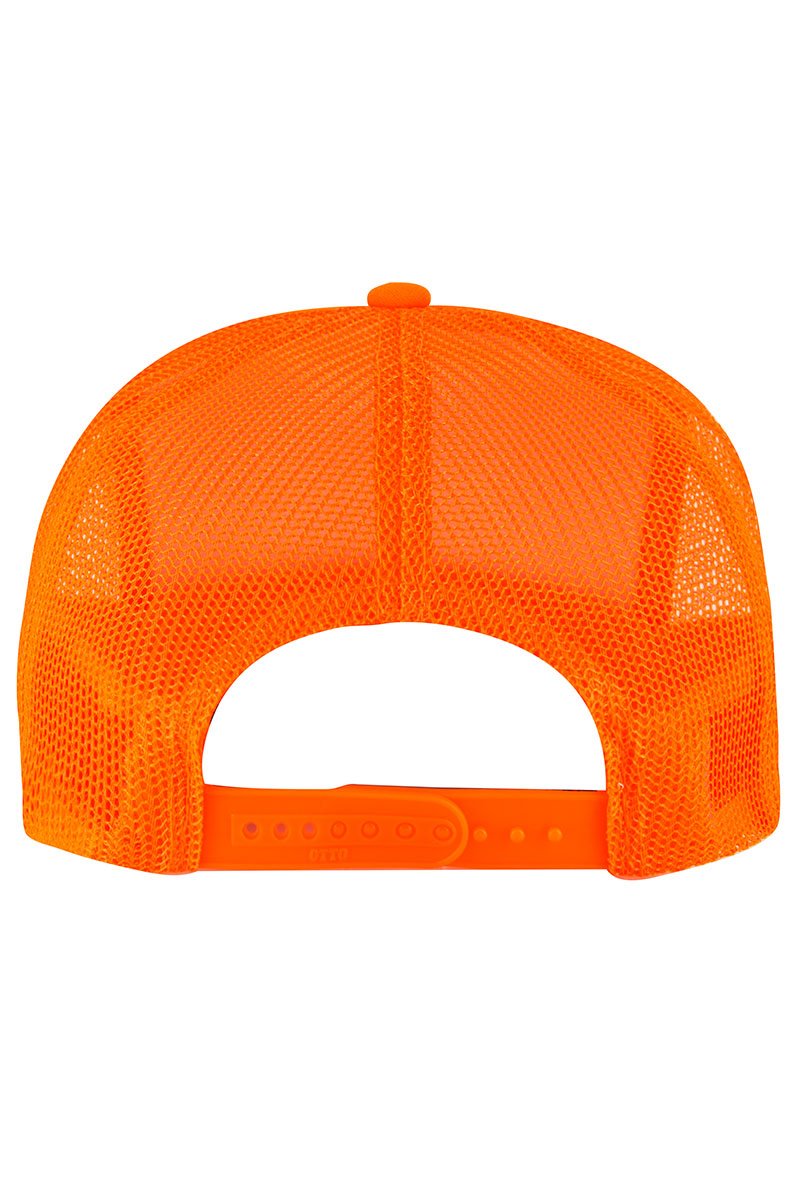 OTTO Neon Orange Camo Foam Front High Split Crown Trucker Hat - Wholesale Accessory Market