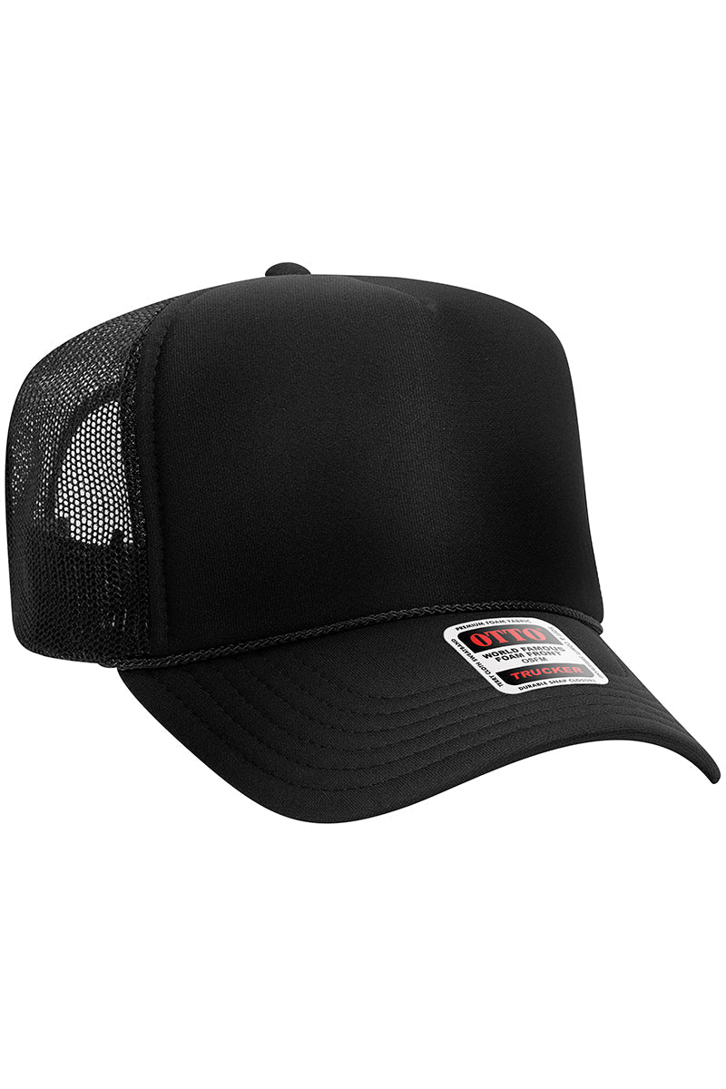 OTTO Black Foam Front High Crown Trucker Hat Wholesale Accessory