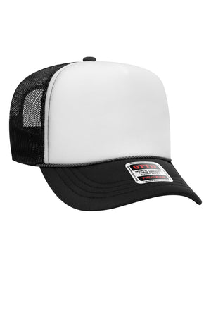 OTTO Black with White Foam Front High Crown Trucker Hat - Wholesale Accessory Market