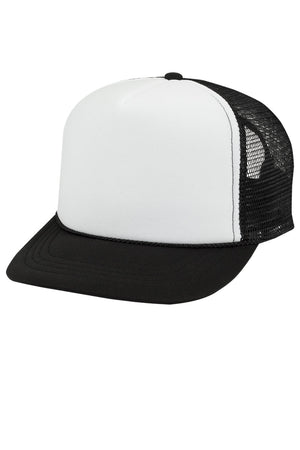 OTTO Black with White Foam Front High Crown Trucker Hat - Wholesale Accessory Market