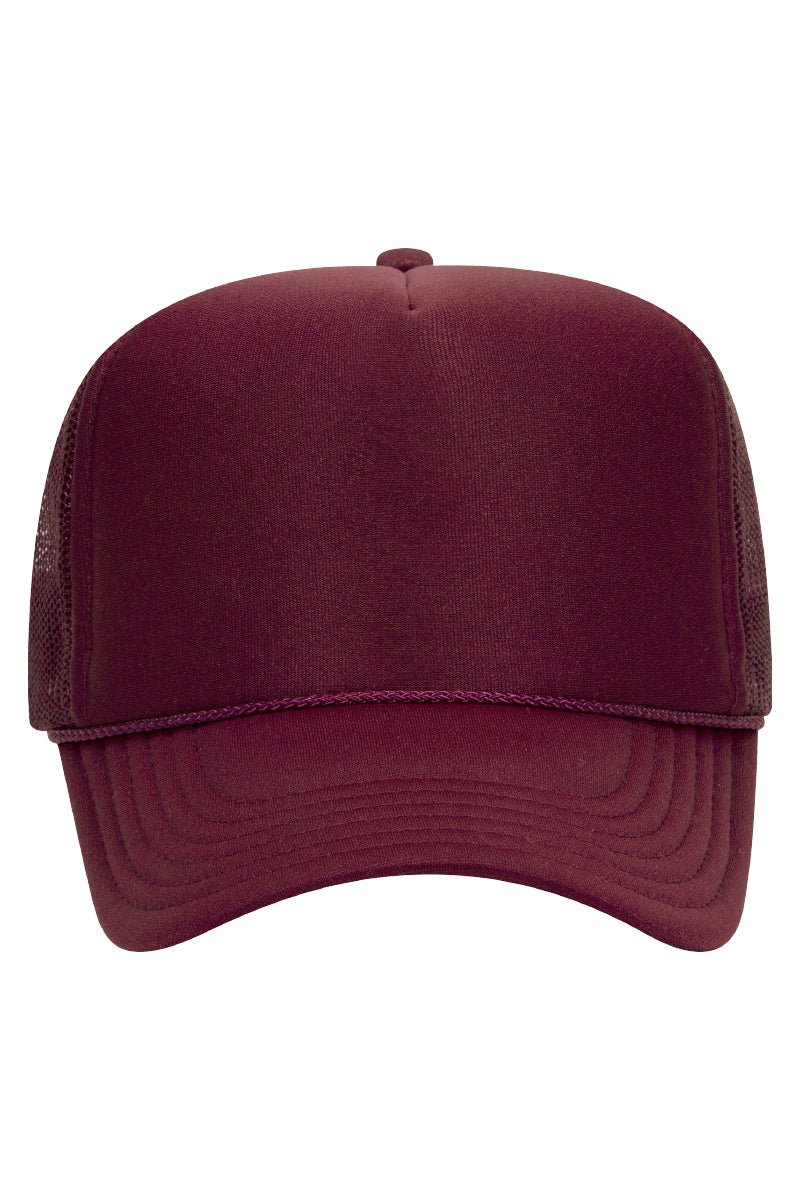 OTTO Burgundy Maroon Foam Front High Crown Trucker Hat - Wholesale Accessory Market