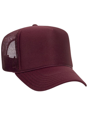 OTTO Burgundy Maroon Foam Front High Crown Trucker Hat - Wholesale Accessory Market