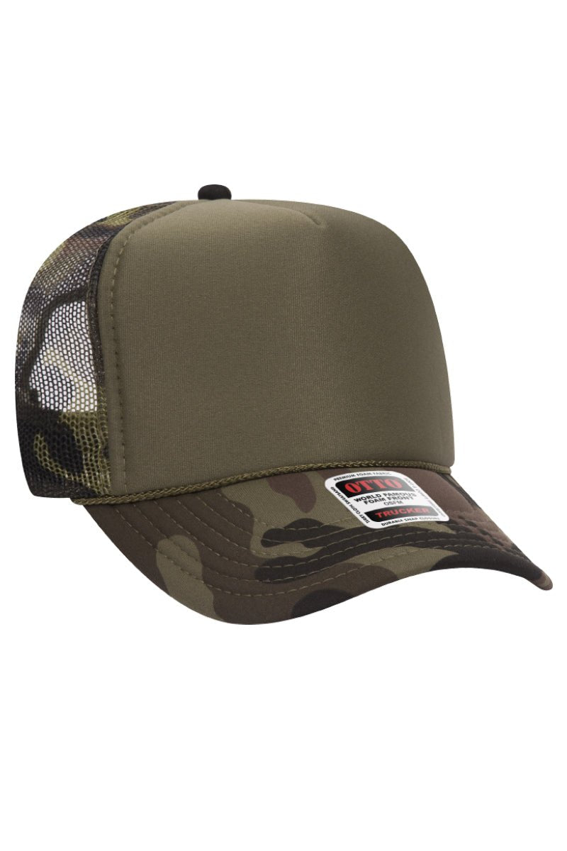OTTO Olive Green Foam Front High Crown Trucker Hat | Wholesale