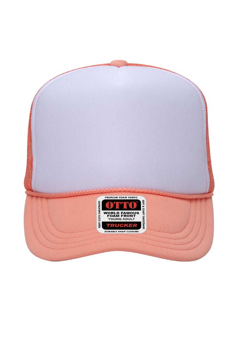 OTTO Coral with White Foam Front High Crown Trucker Hat - Wholesale Accessory Market