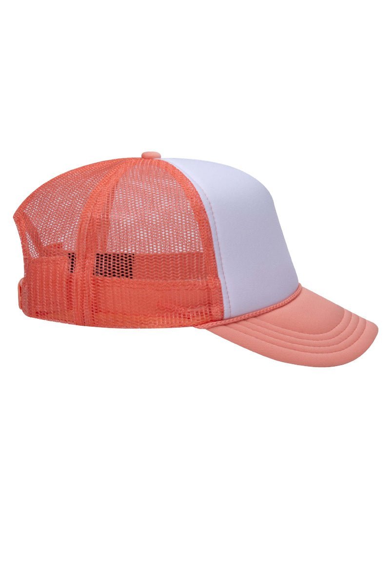 OTTO Coral with White Foam Front High Crown Trucker Hat - Wholesale Accessory Market