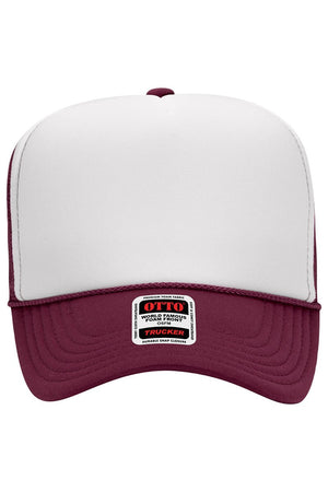 OTTO Maroon with White Foam Front High Crown Trucker Hat - Wholesale Accessory Market