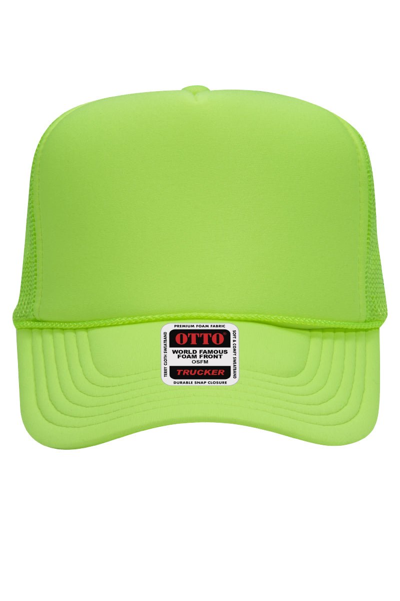 Blank Neon Green Baseball Cap OTTO Neon Green Foam Front