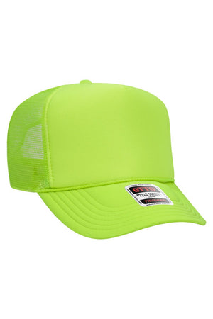 OTTO Neon Green Foam Front High Crown Trucker Hat - Wholesale Accessory Market
