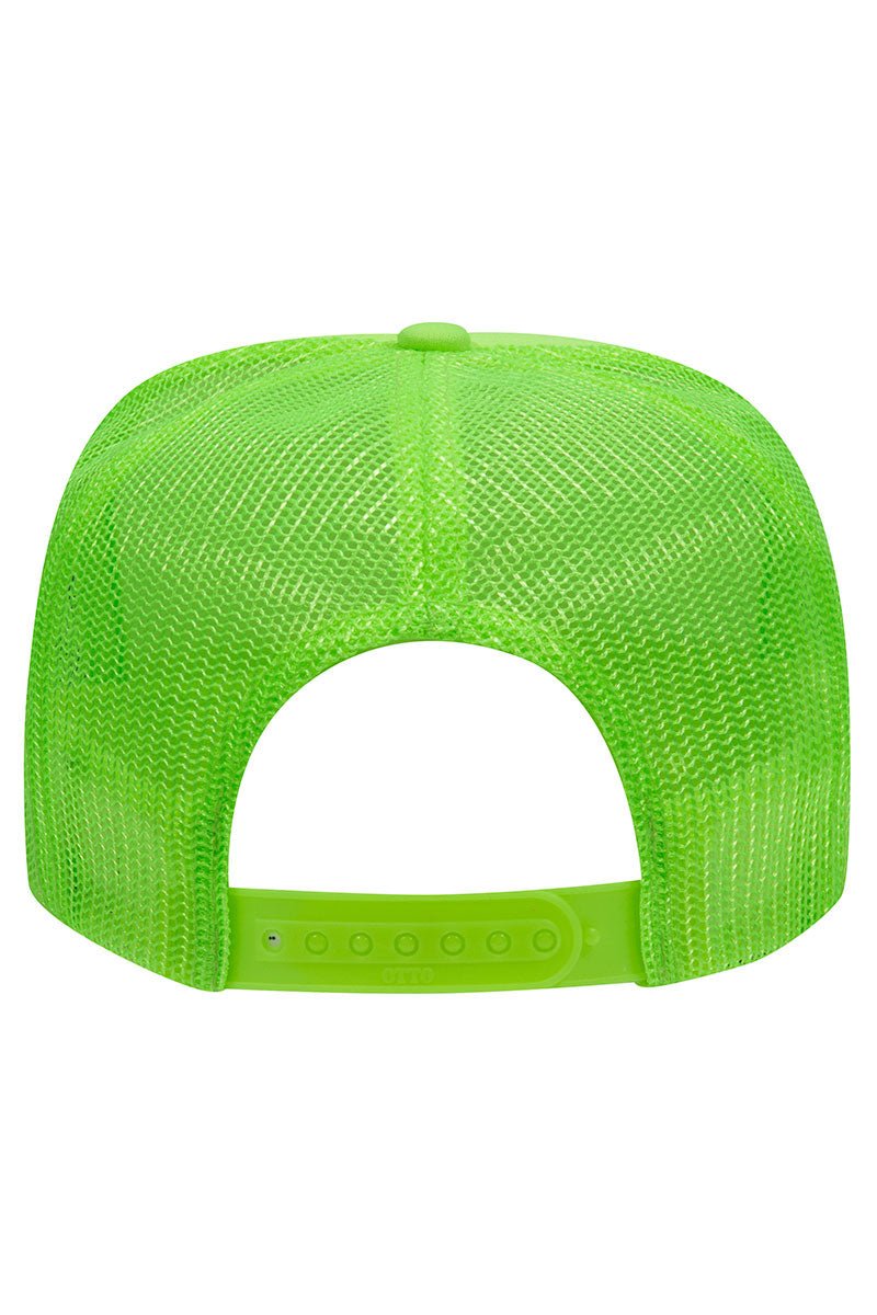 Neon Green with White Foam Front High Crown Trucker Hat