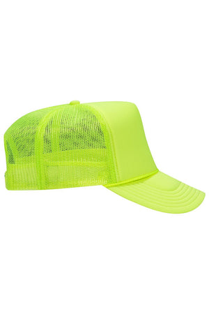 OTTO Neon Yellow Foam Front High Crown Trucker Hat - Wholesale Accessory Market