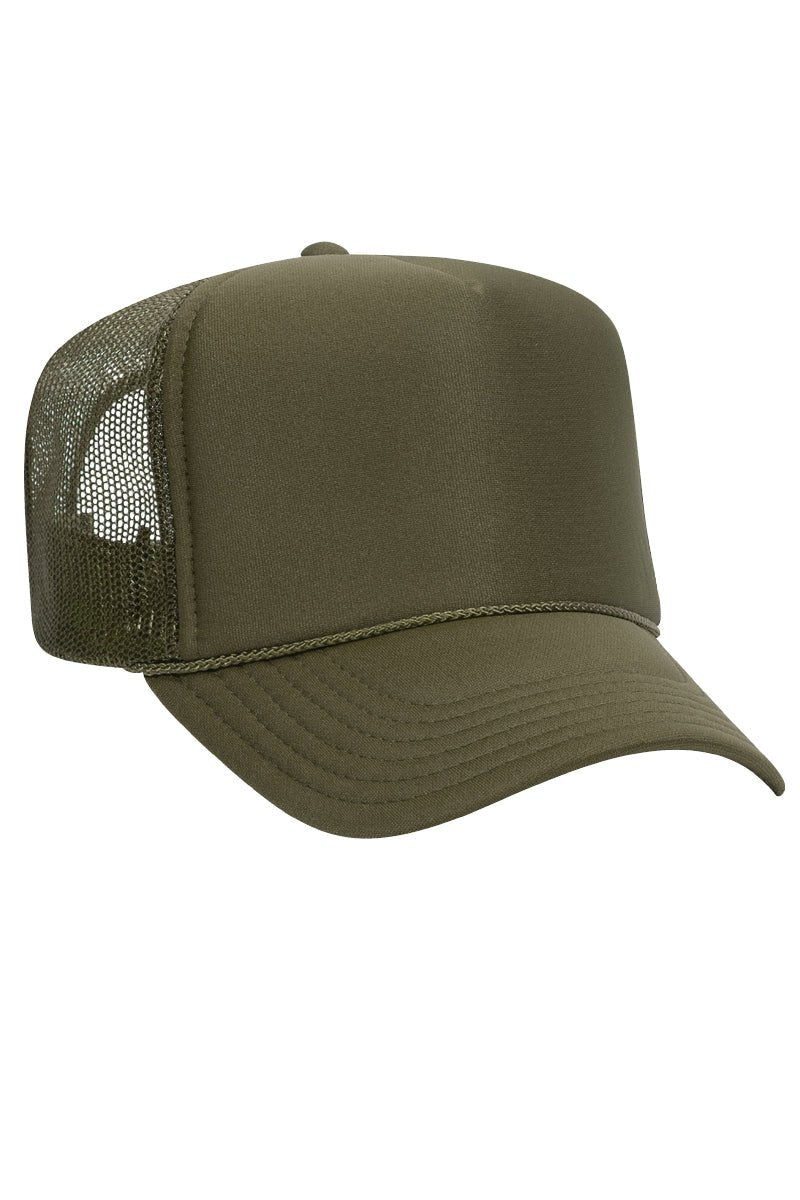 OTTO Olive Green Foam Front High Crown Trucker Hat - Wholesale Accessory Market
