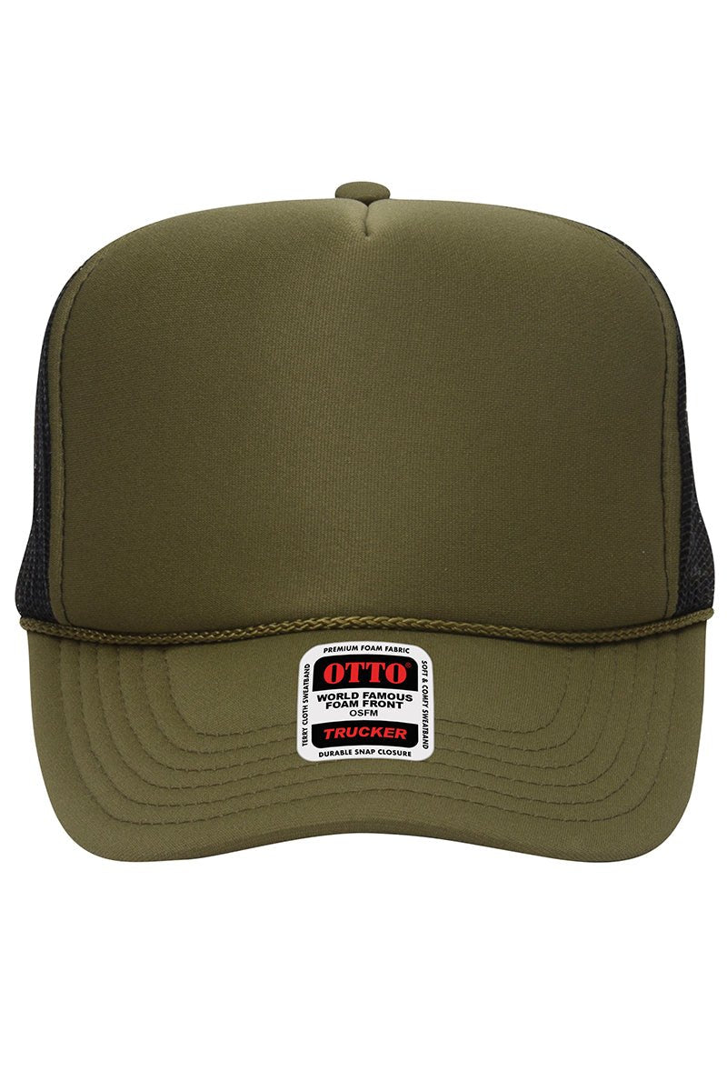 Olive Green and Black Foam Front High Crown Back Split Color