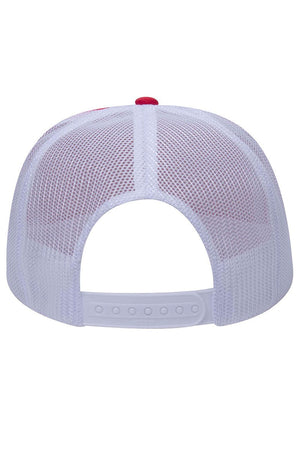 OTTO Red and White Foam Front High Crown Back Split Color Trucker Hat - Wholesale Accessory Market
