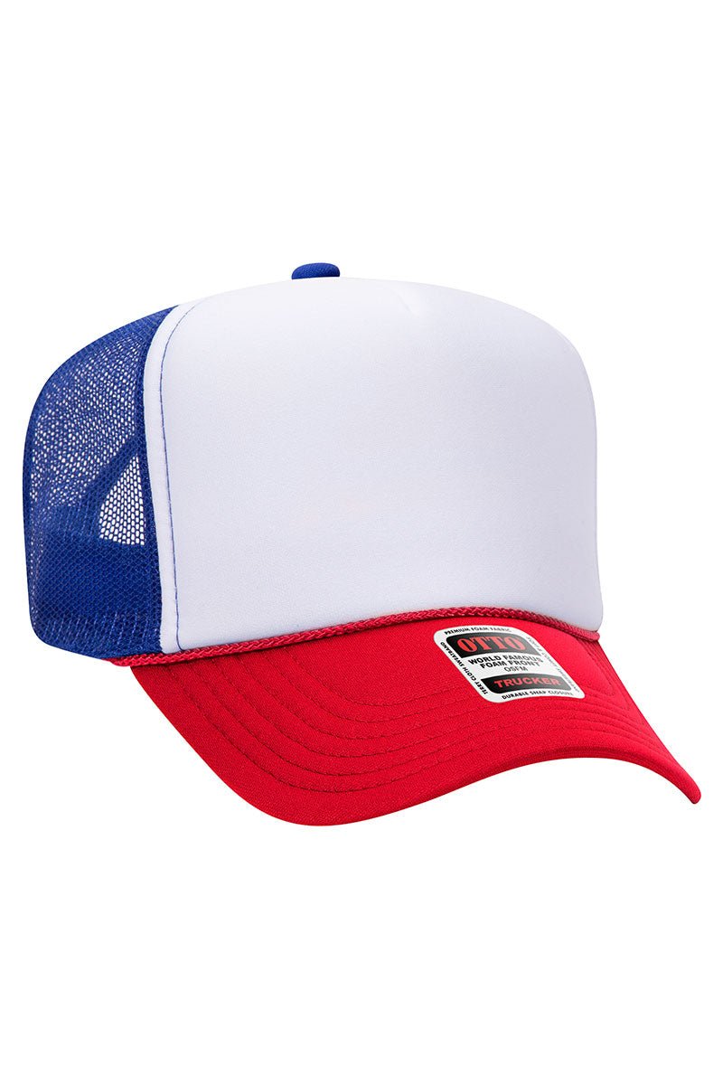 Red, White, & Blue Foam Front High Crown Trucker Hat