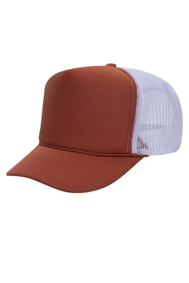 OTTO Texas Orange and White Foam Front High Crown Back Split Color Trucker Hat - Wholesale Accessory Market